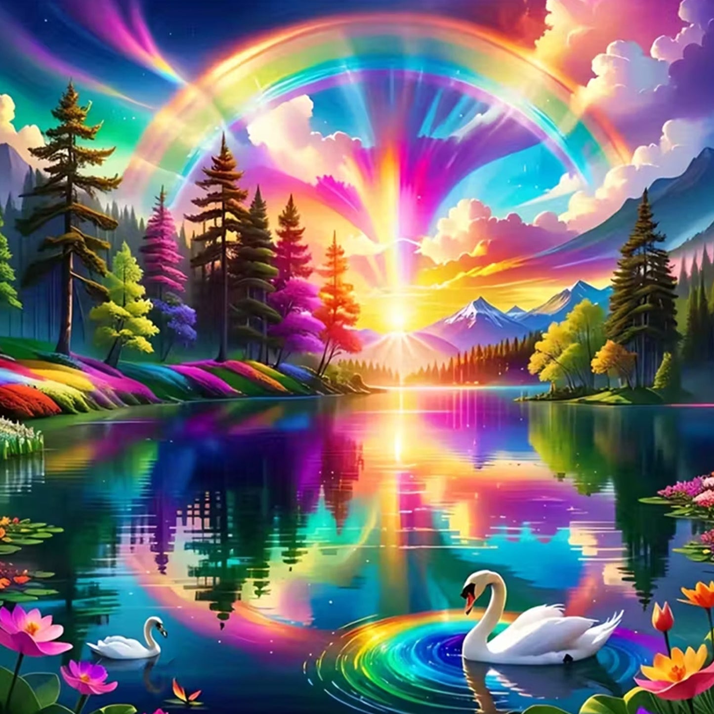 Landscape - Full Round Drill Diamond Painting 30*30CM