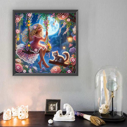 Swinging Girl - Special Shaped Drill Diamond Painting 30*30CM