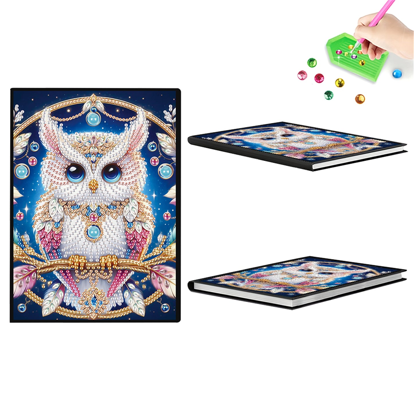 2pcs Owl Partial DIY 50 Pages A5 Diamond Painting Notebook for Study Drawing
