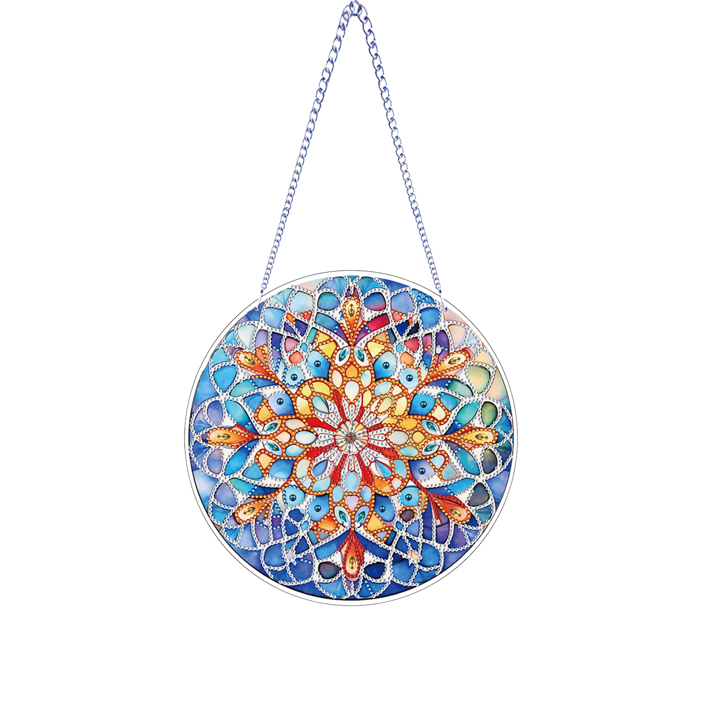 Mandala DIY 2D Flat Acrylic Diamond Painting Hanging Pendant for Home Wall Decor