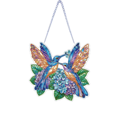 Hummingbird Flower DIY 2D Flat Acrylic Home Diamond Painting Hanging Pendant