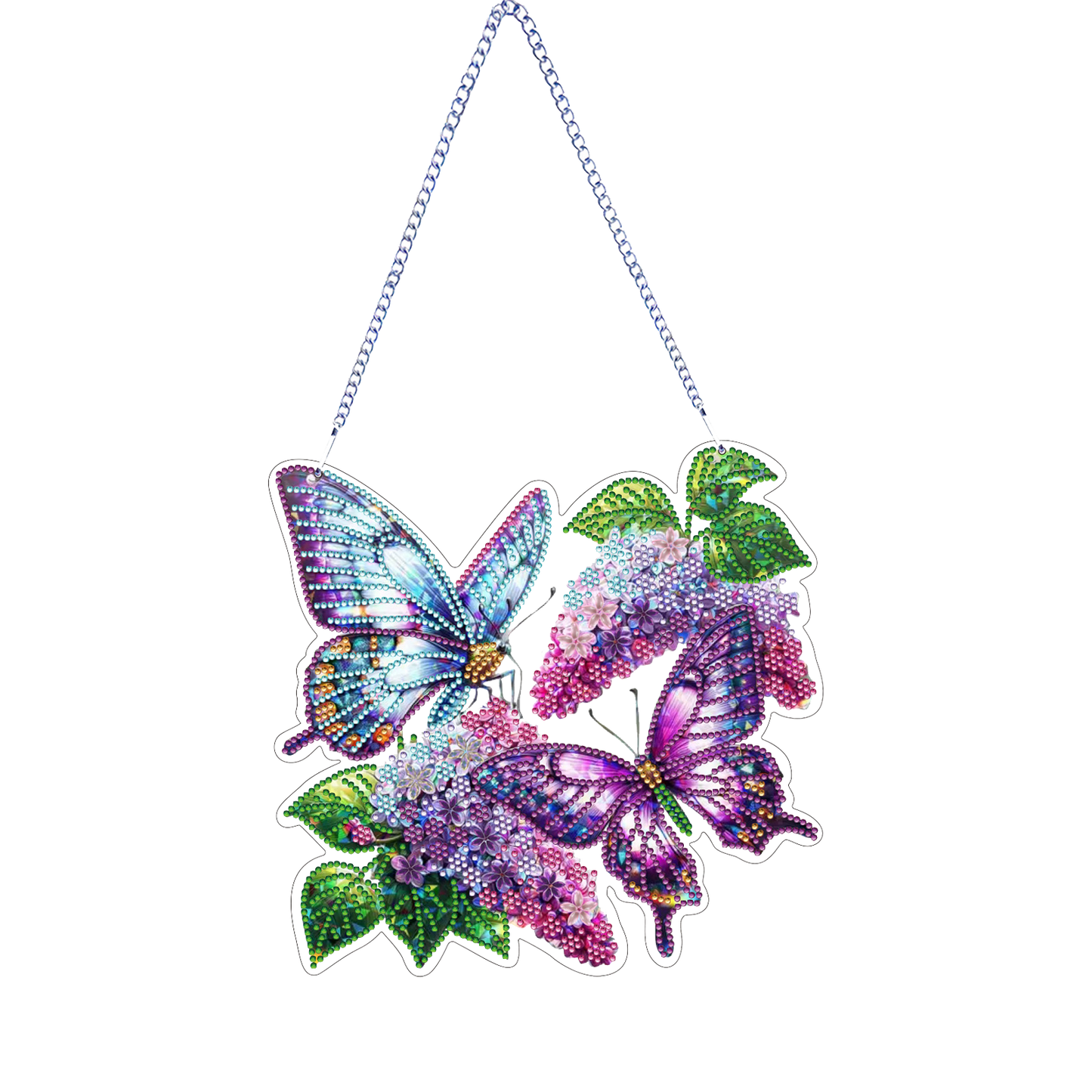 Lilac Butterfly DIY 2D Flat Acrylic Diamond Painting Hanging Pendant Home Decor