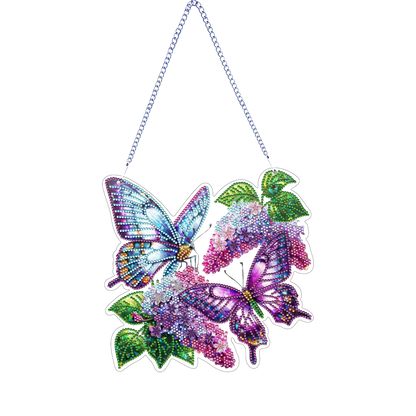 Lilac Butterfly DIY 2D Flat Acrylic Diamond Painting Hanging Pendant Home Decor