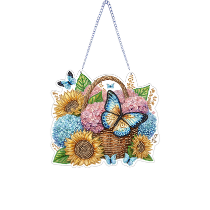 Sunflower Butterfly DIY 2D Flat Acrylic Home Diamond Painting Hanging Pendant