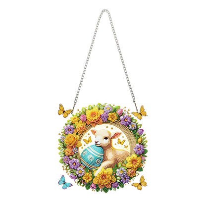 Sheep Wreath 2D Flat DIY Special Shape Hanging Diamond Art Kits Wall Door Decor