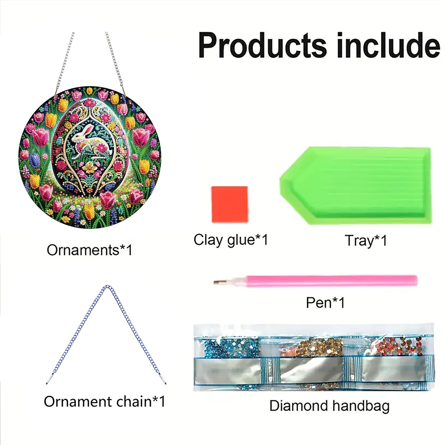 Egg Wreath 2D Flat DIY Special Shape Diamond Art Hanging Pendant Kit Wall Decor