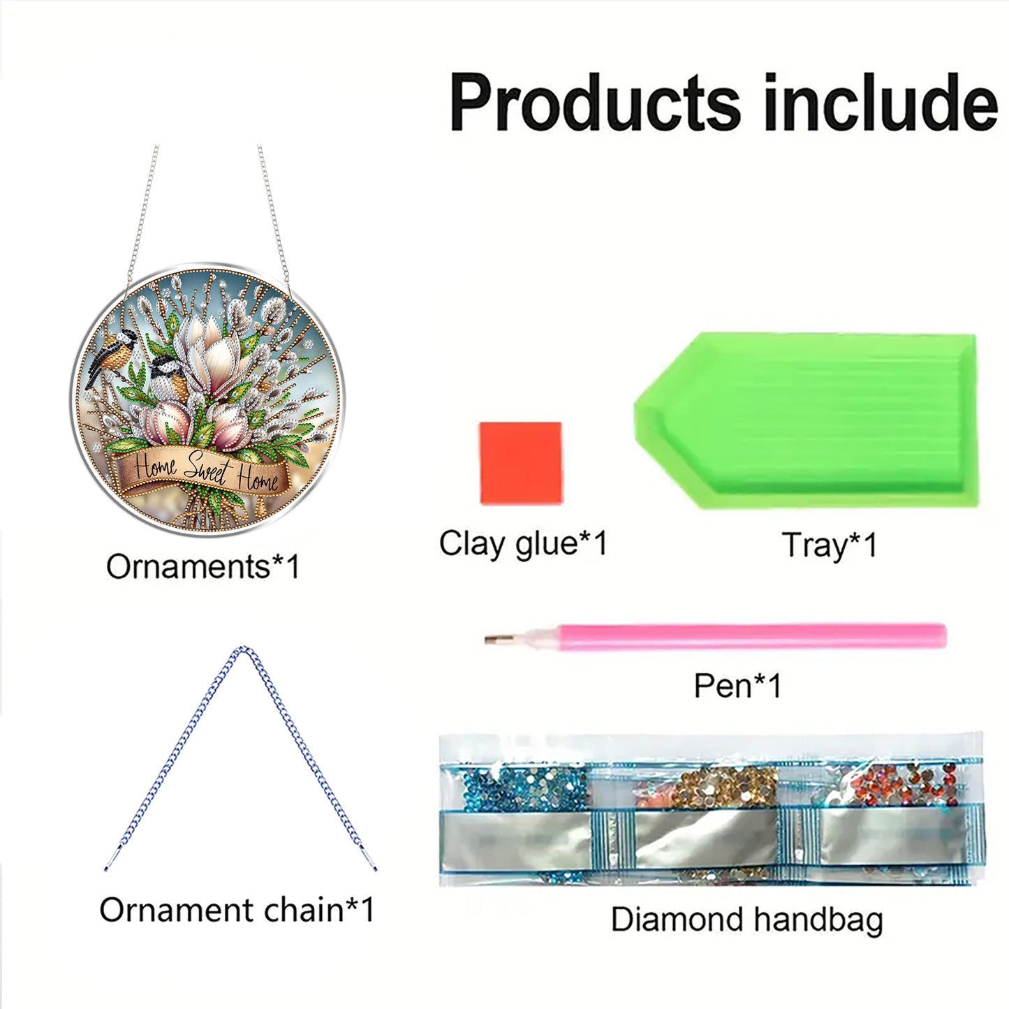 Garden Bird 2D Flat DIY Acrylic Diamond Art Pendant Craft for Home Wall Decor
