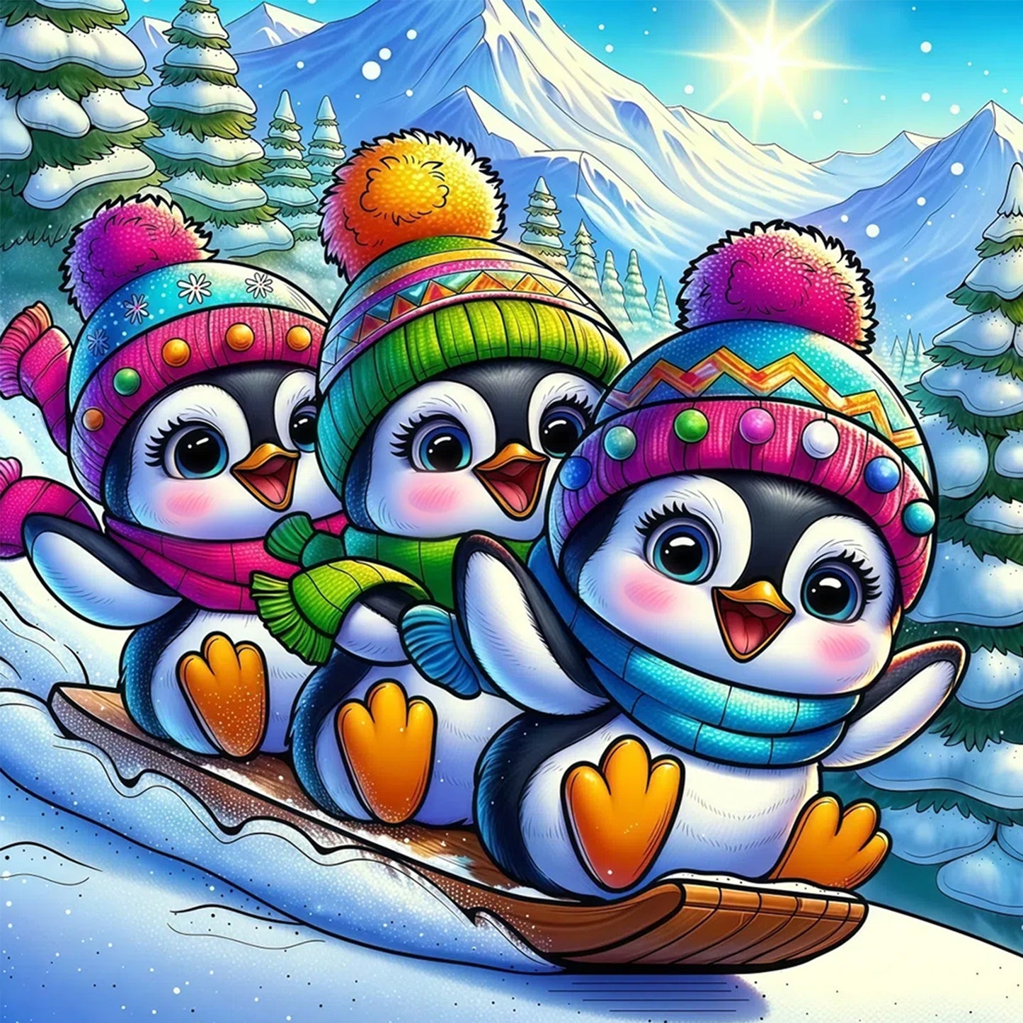 Penguins - Full Round Drill Diamond Painting 40*40CM