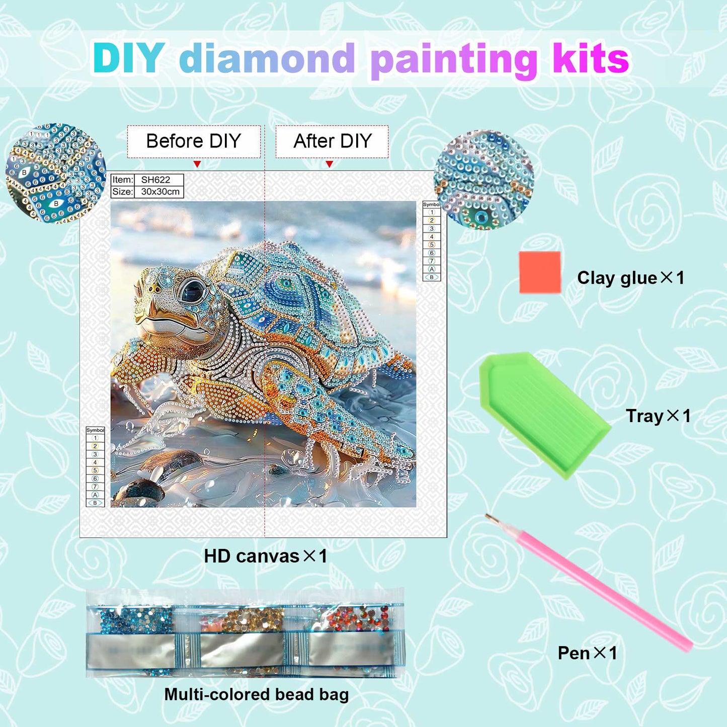 Sea Turtle - Special Shaped Drill Diamond Painting 30*30CM