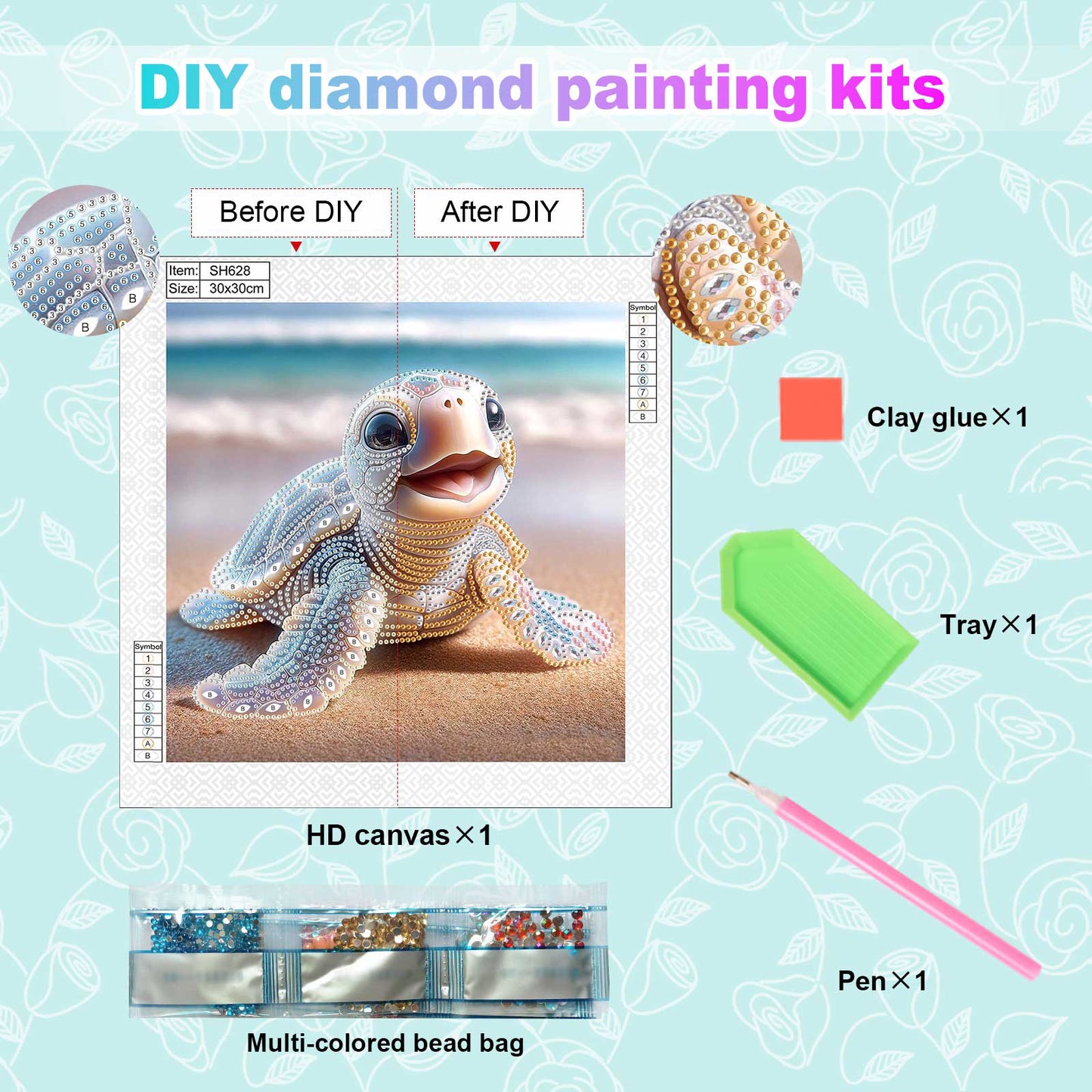 Sea Turtle - Special Shaped Drill Diamond Painting 30*30CM
