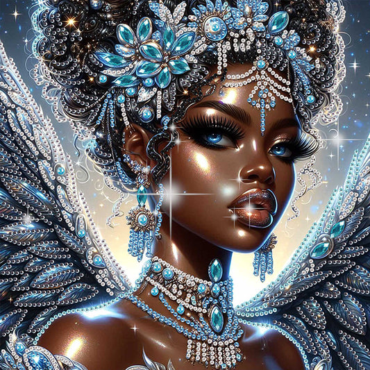 Black Woman - Special Shaped Drill Diamond Painting 30*30CM