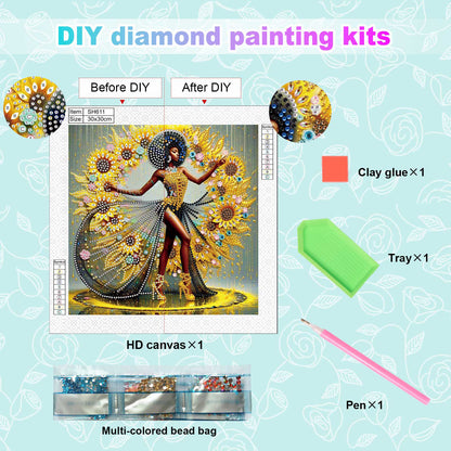 Black Woman - Special Shaped Drill Diamond Painting 30*30CM