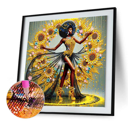 Black Woman - Special Shaped Drill Diamond Painting 30*30CM
