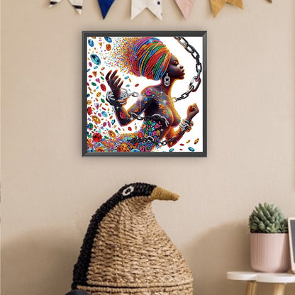 Black Woman - Special Shaped Drill Diamond Painting 30*30CM