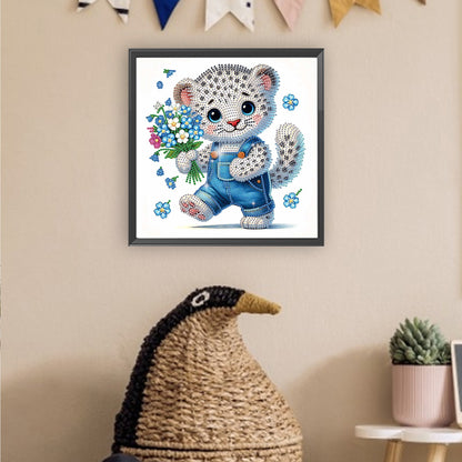 Flower Leopard - Special Shaped Drill Diamond Painting 30*30CM