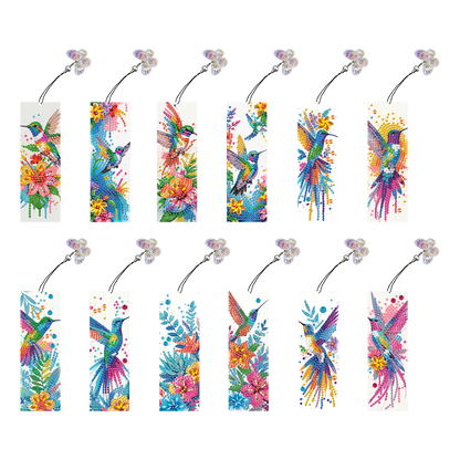 12Pcs Hummingbird DIY Diamond Art Painting Bookmark for Reading Enthusiasts