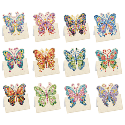 12pcs Butterfly DIY Diamond Art Greeting Cards with Envelopes for Adult Beginner