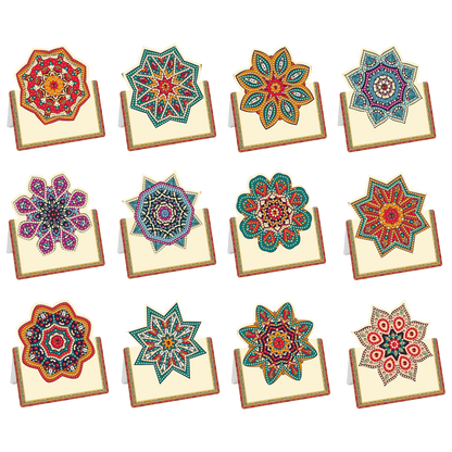 12pcs Mandala DIY Diamond Art Greeting Cards with Envelopes for Adults Beginner