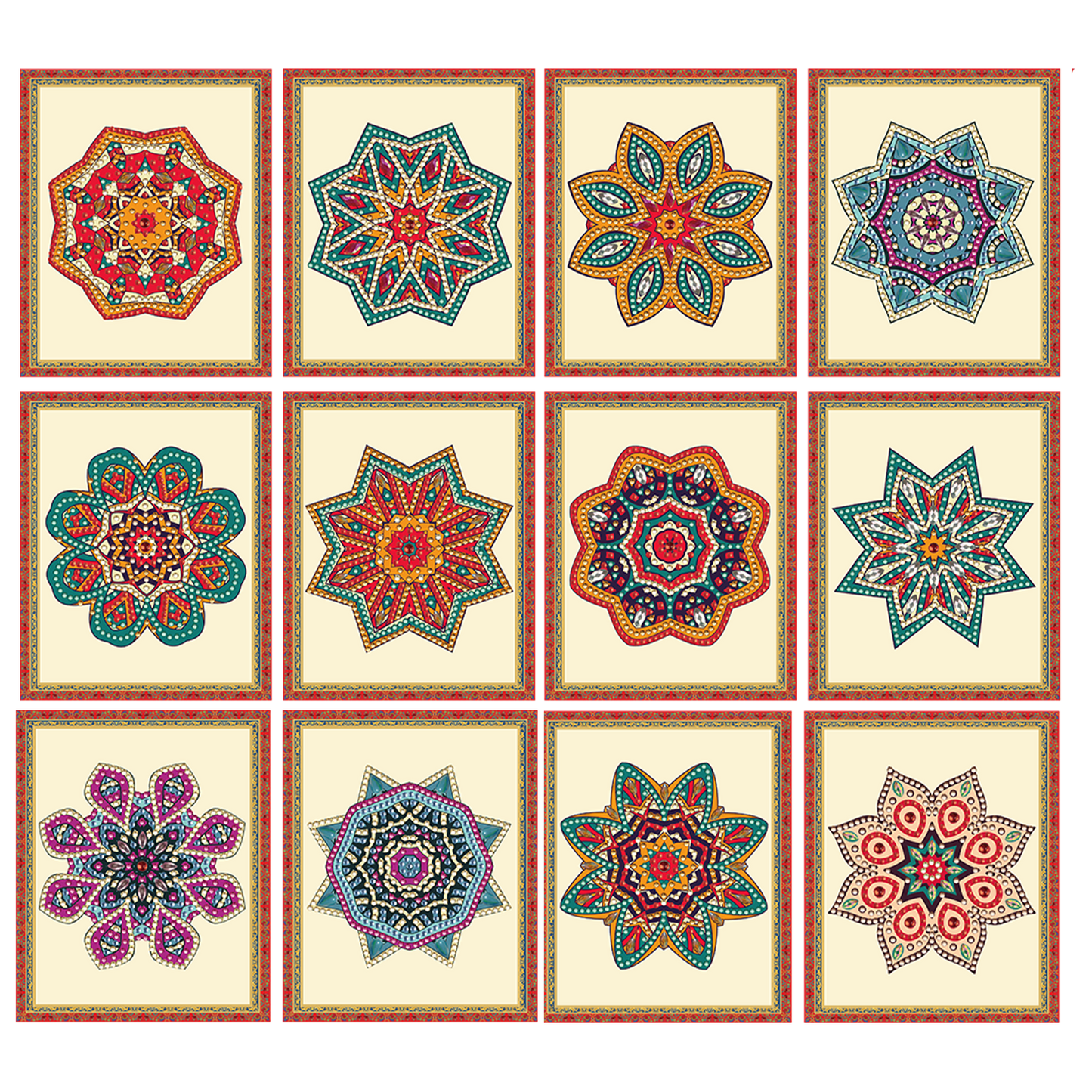 12pcs Mandala DIY Diamond Art Greeting Cards with Envelopes for Adults Beginner