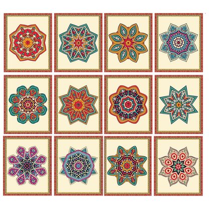 12pcs Mandala DIY Diamond Art Greeting Cards with Envelopes for Adults Beginner