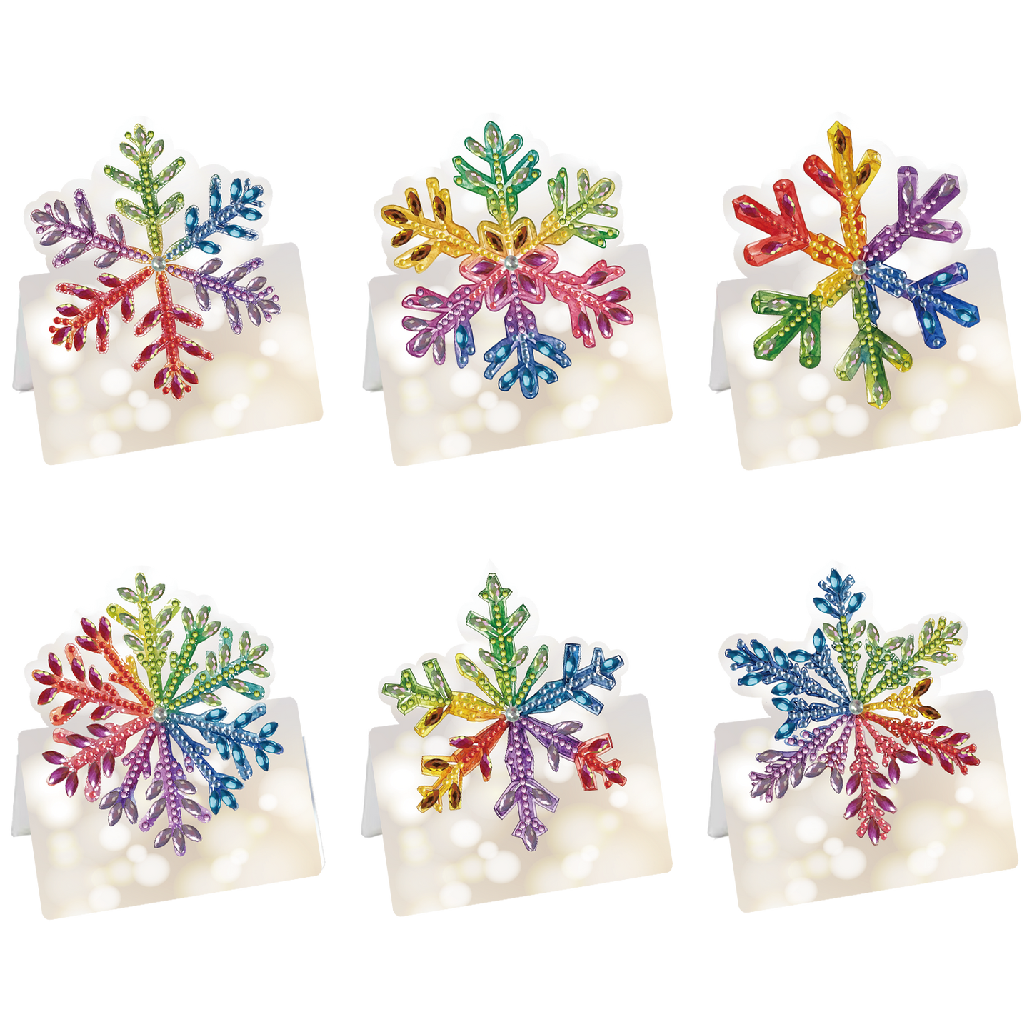 6pcs Colorful Snowflakes DIY Diamond Art Greeting Cards with Envelopes for Adult
