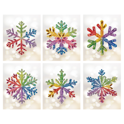 6pcs Colorful Snowflakes DIY Diamond Art Greeting Cards with Envelopes for Adult