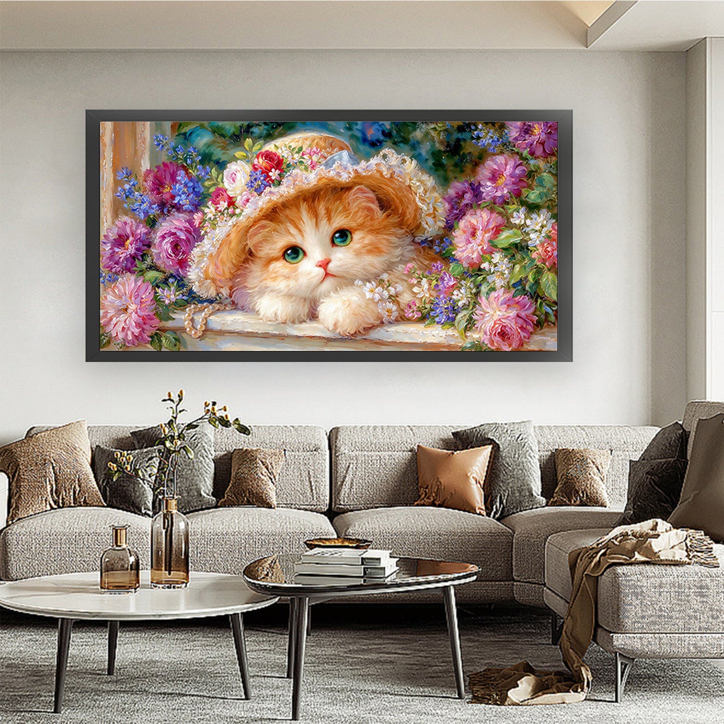 Cat - 9CT Stamped Cross Stitch 100*55CM(Jun He Brand)