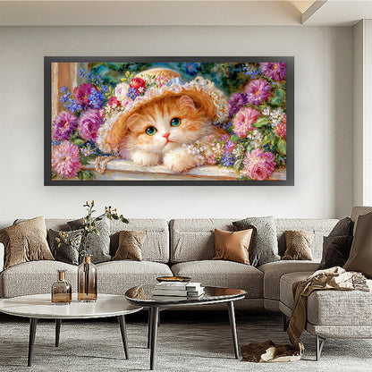 Cat - 9CT Stamped Cross Stitch 100*55CM(Jun He Brand)