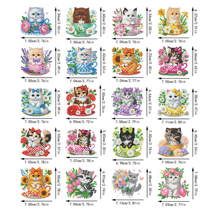 20Pcs Cat DIY Diamond Painting Magnets Kits for Beginners Adults DIY Crafts
