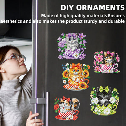 20Pcs Cat DIY Diamond Painting Magnets Kits for Beginners Adults DIY Crafts