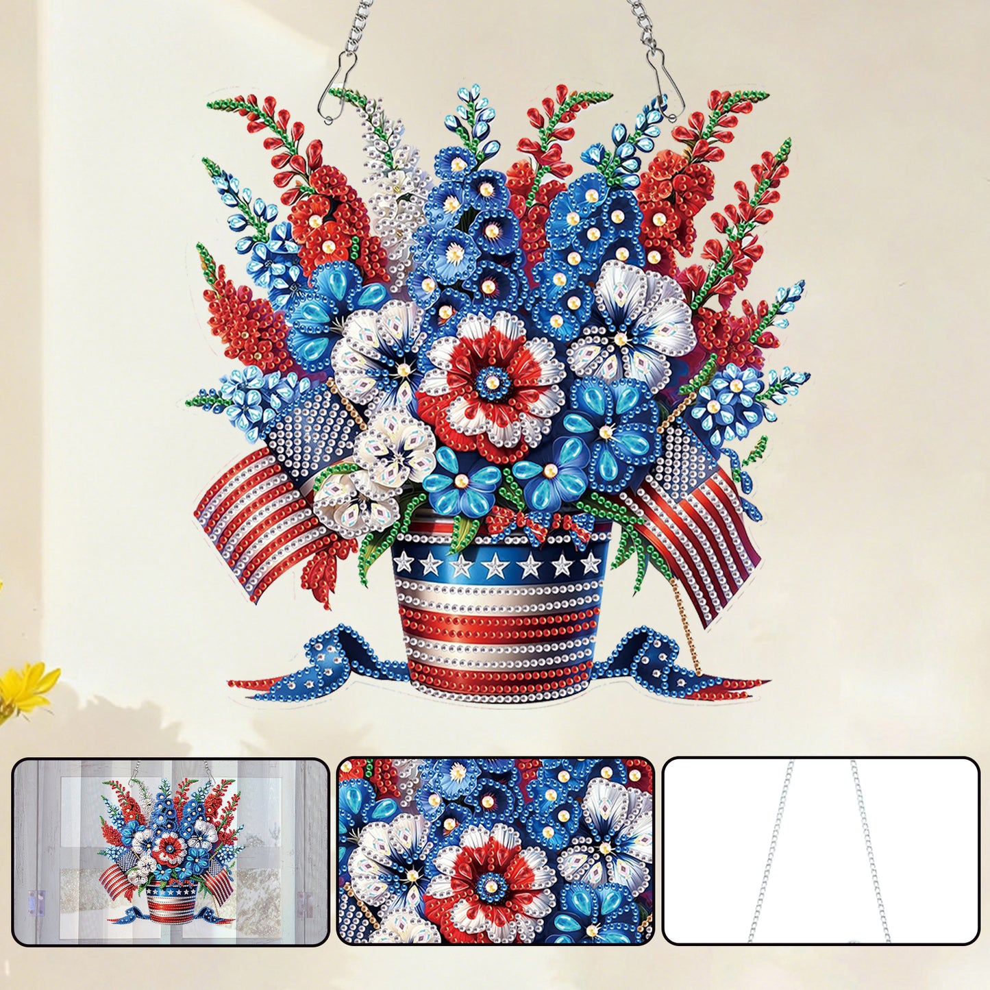 Flag 2D Flat DIY Acrylic Diamond Painting Pendant Kits Home Wall Window Decor