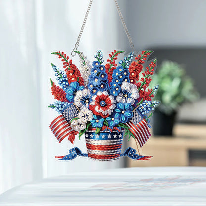 Flag 2D Flat DIY Acrylic Diamond Painting Pendant Kits Home Wall Window Decor