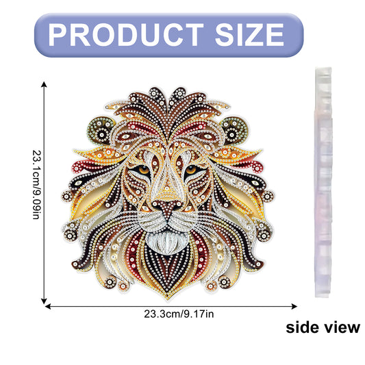 Lion 2D Flat DIY Acrylic Diamond Painting Pendant Kits Home Wall Window Decor
