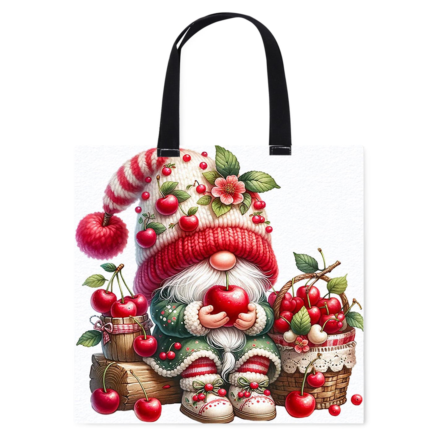 Cherry Goblin Canvas Tote Bag Embroidery Kit 11CT Print 40*40cm for Beginner