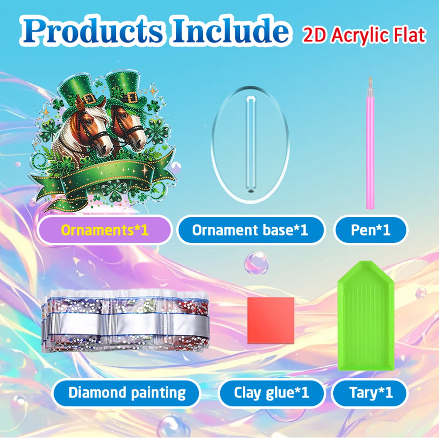 Horse DIY 2D Flat Acrylic Diamond Painting Art Tabletop Ornaments Kit Home Decor