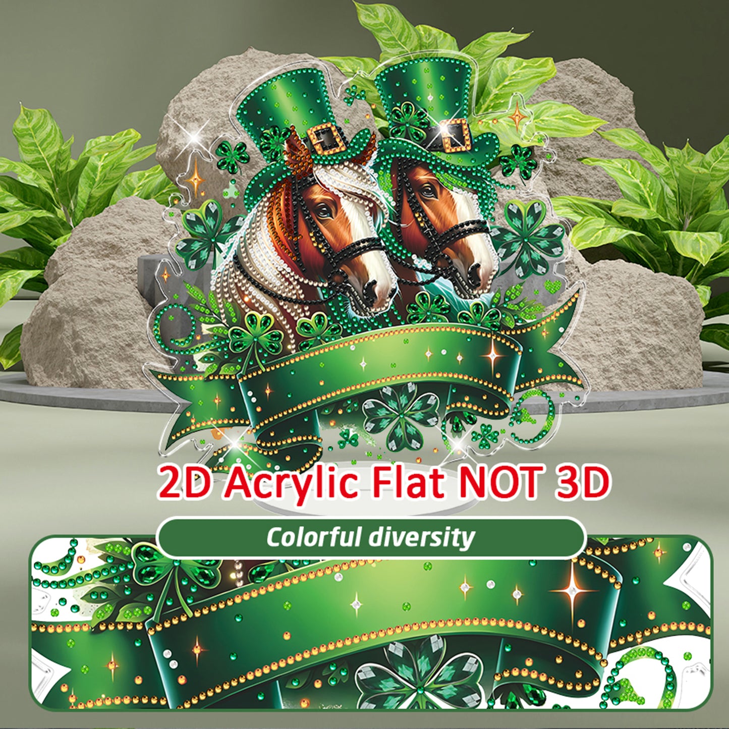 Horse DIY 2D Flat Acrylic Diamond Painting Art Tabletop Ornaments Kit Home Decor