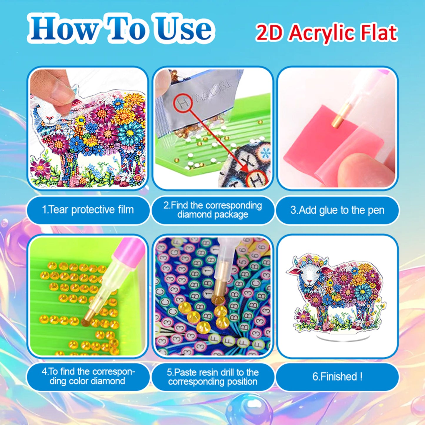 Dwarf DIY 2D Flat Acrylic Diamond Painting Art Tabletop Ornaments Kit Home Decor