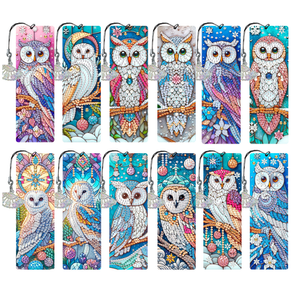 12Pcs Owl DIY Diamond Painting Bookmarks for Book Lovers Mosaic Art Supplies