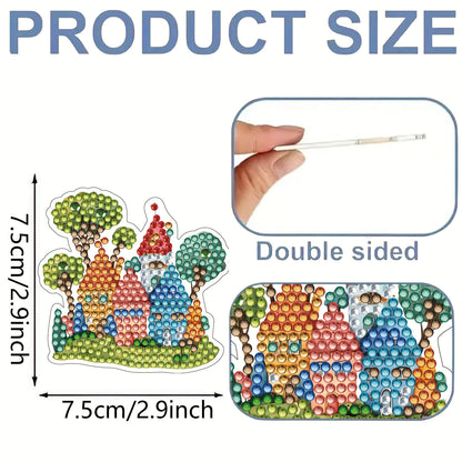15pcs House 2D Acrylic DIY Diamond Art Fridge Magnet Kit for Home Car Decor