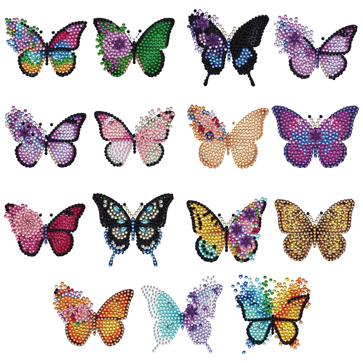 15pcs Butterfly 2D Acrylic DIY Diamond Art Fridge Magnet Kit for Home Car Decor