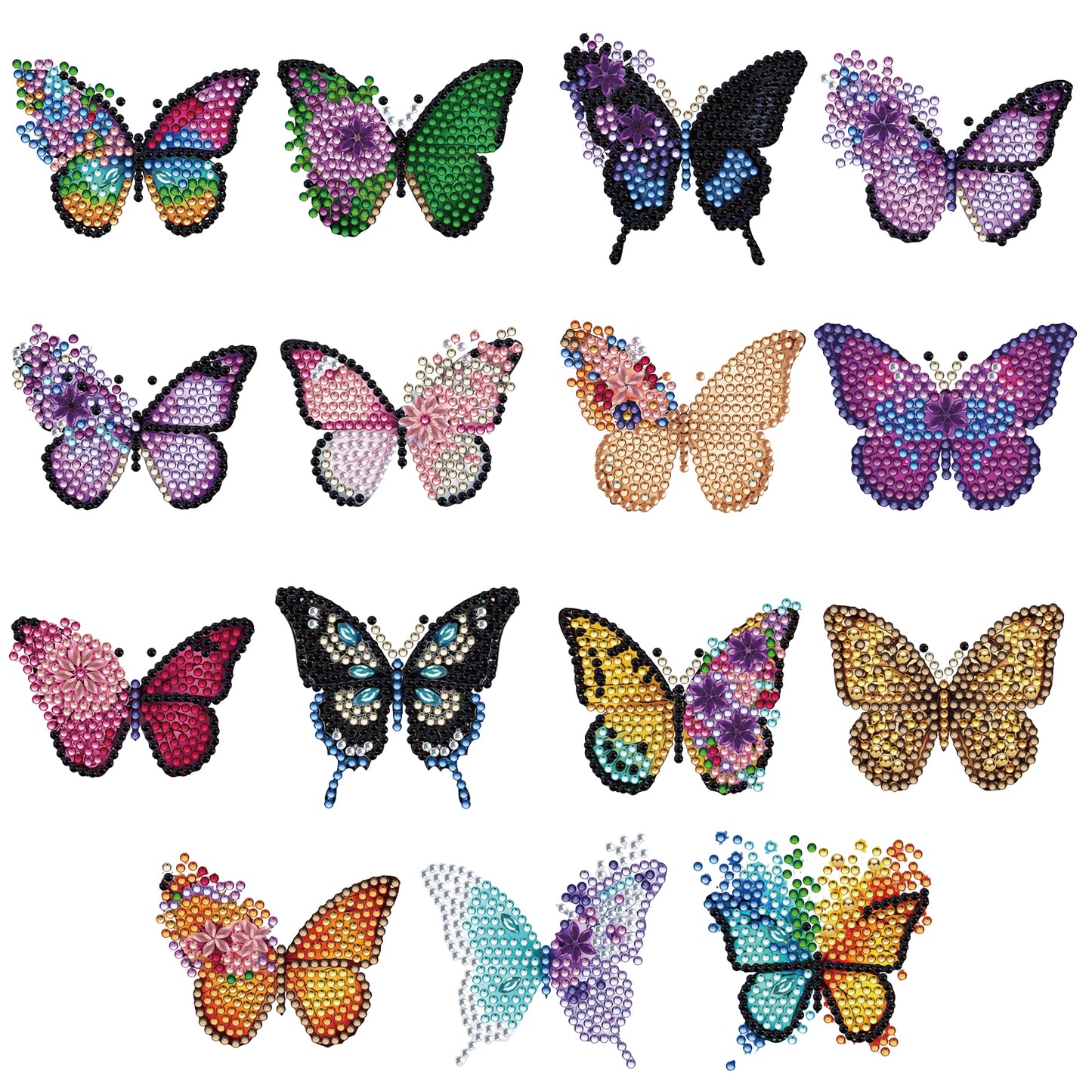 15pcs Butterfly 2D Acrylic DIY Diamond Art Fridge Magnet Kit for Home Car Decor