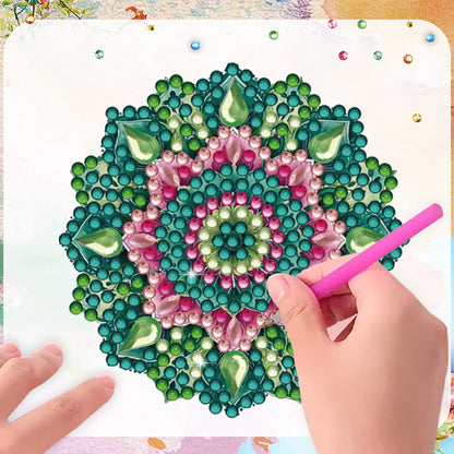 15pcs Mandala 2D Acrylic DIY Diamond Art Fridge Magnet Kit for Home Car Decor