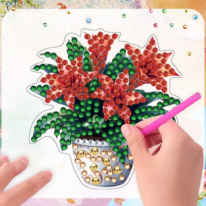 15pcs Potted Plants 2D Acrylic DIY Diamond Art Fridge Magnet Kit for Home Decor