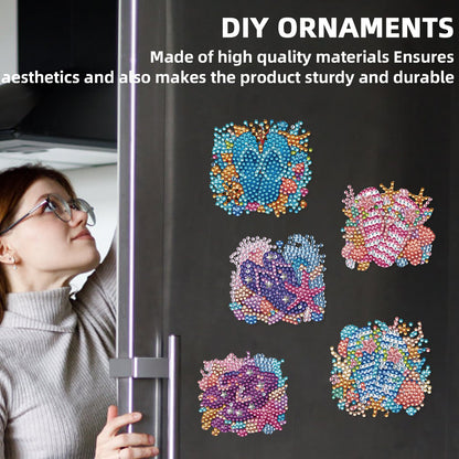 15pcs Slipper 2D Acrylic DIY Diamond Art Fridge Magnet Kit for Home Car Decor