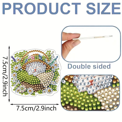 15pcs Cat 2D Acrylic DIY Diamond Art Fridge Magnet Kit for Home Car Decor
