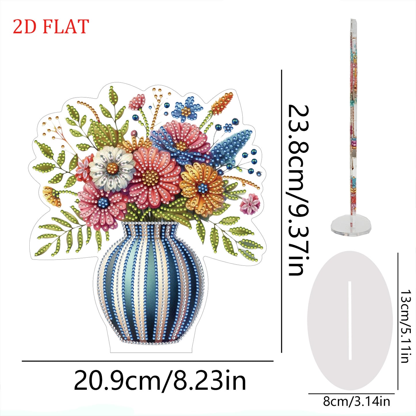 2D Flat Bouquet DIY Diamond Painting Tabletop Ornaments Kit for Home Decor Gift