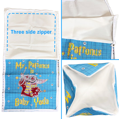 Cat 11CT DIY Stamped Cross Stitch Pillow Kit 45x45cm for Adults Home Decor (A)