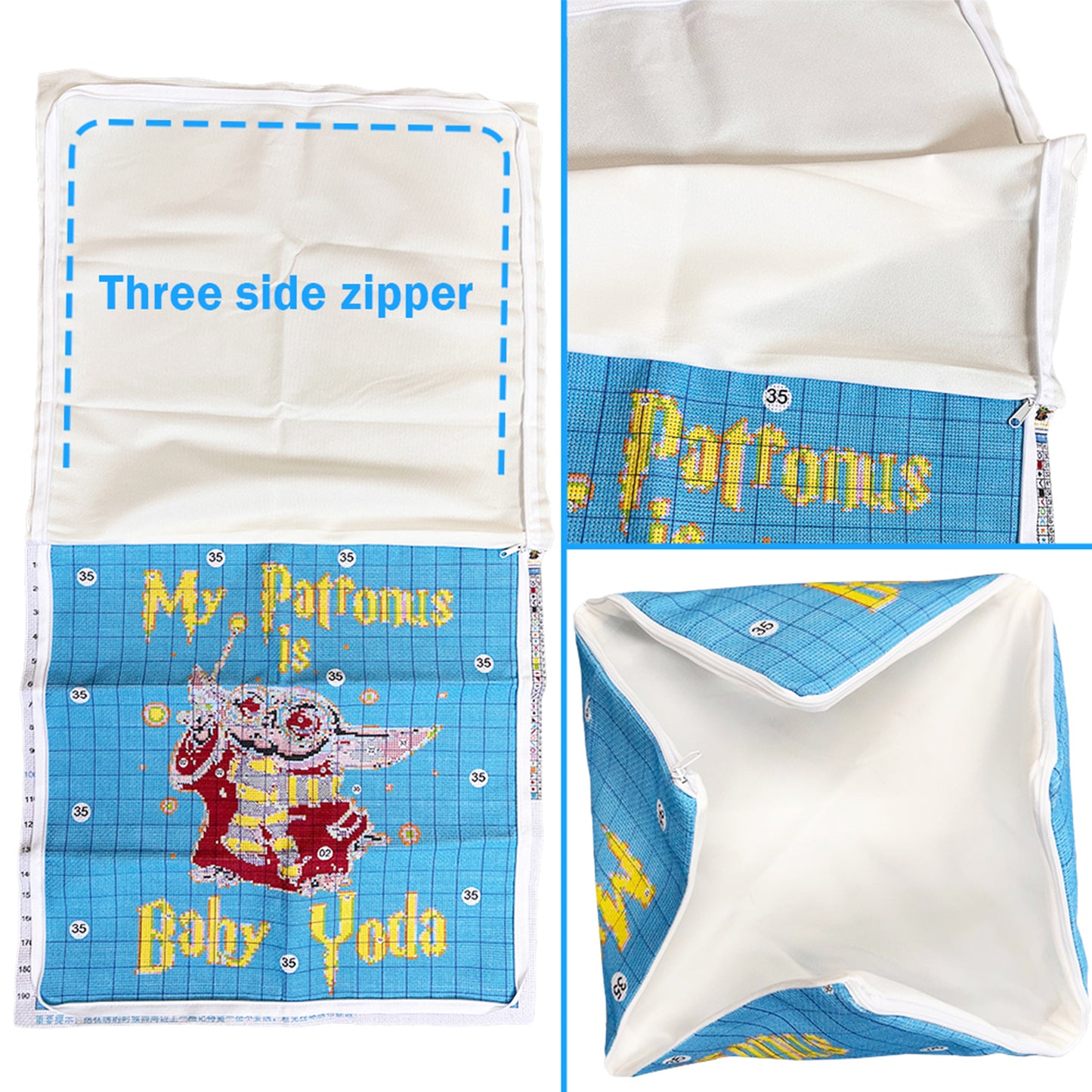 Dog 11CT DIY Stamped Cross Stitch Pillow Kit 45x45cm for Adults Home Decor (E)