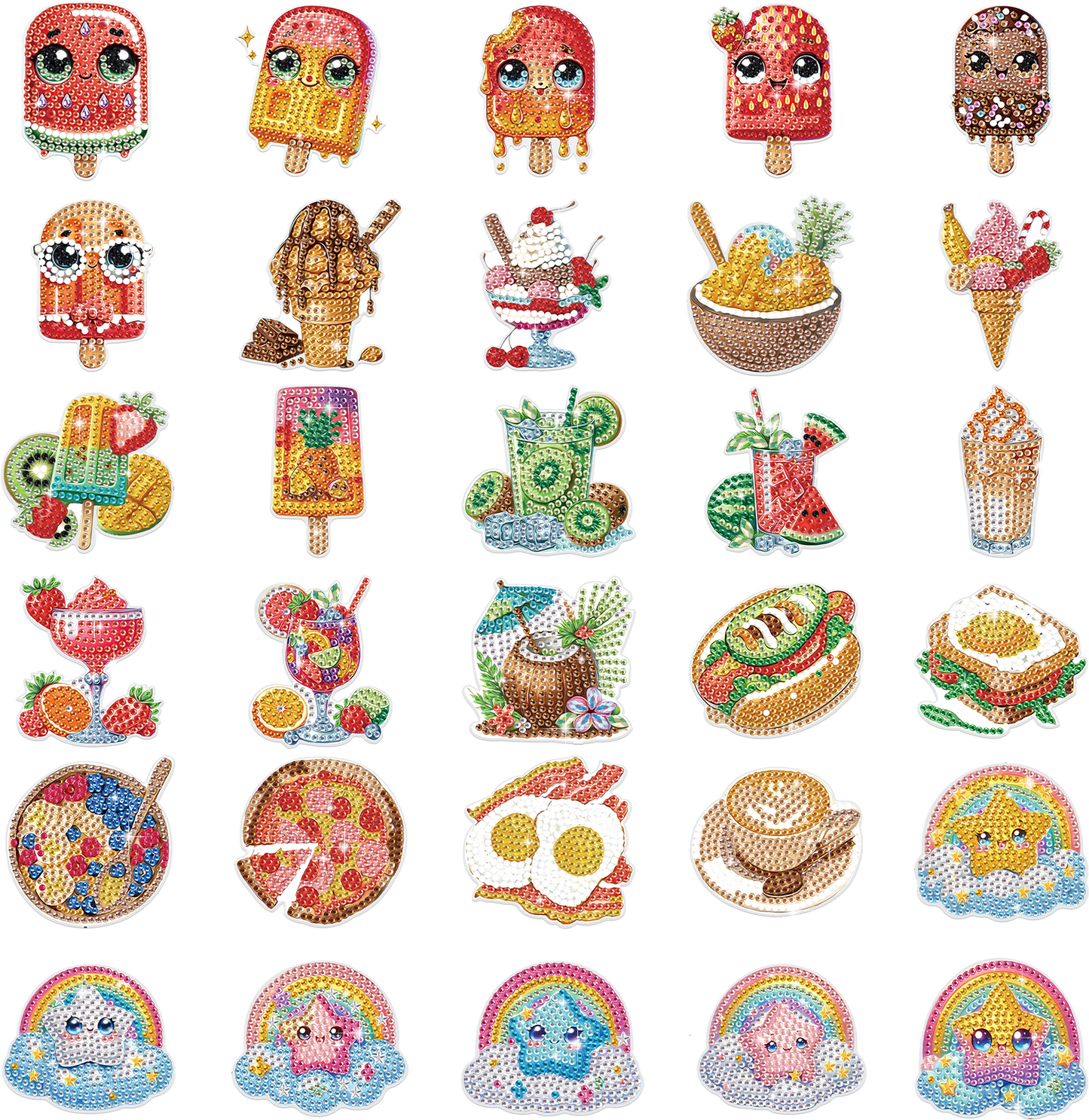 30Pcs Dessert Drink Diamond Art Magnets Refrigerator for Adults DIY Home Decor