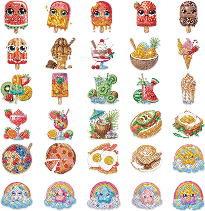 30Pcs Dessert Drink Diamond Art Magnets Refrigerator for Adults DIY Home Decor